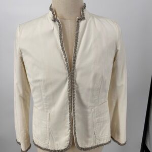 Vintage J. Crew Cream Jacket with Silver Beaded Trim